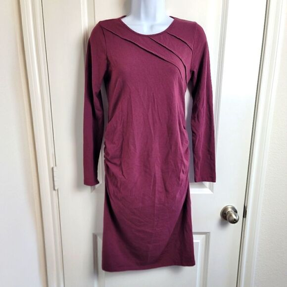 STOWAWAY COLLECTION Sunburst Long Sleeve Body-Con Maternity Dress - Picture 1 of 7